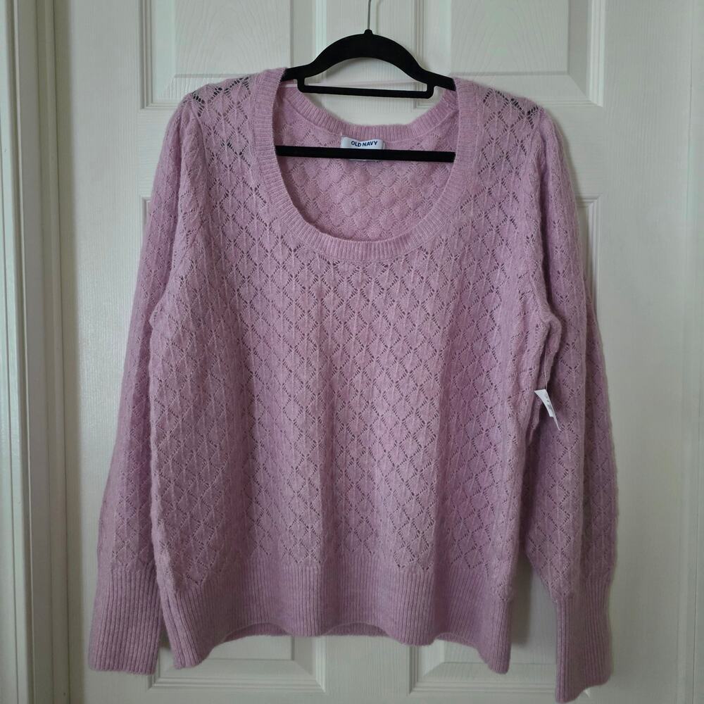 Old Navy Pointelle Scoop Neck Wool Blend Sweater Size Large